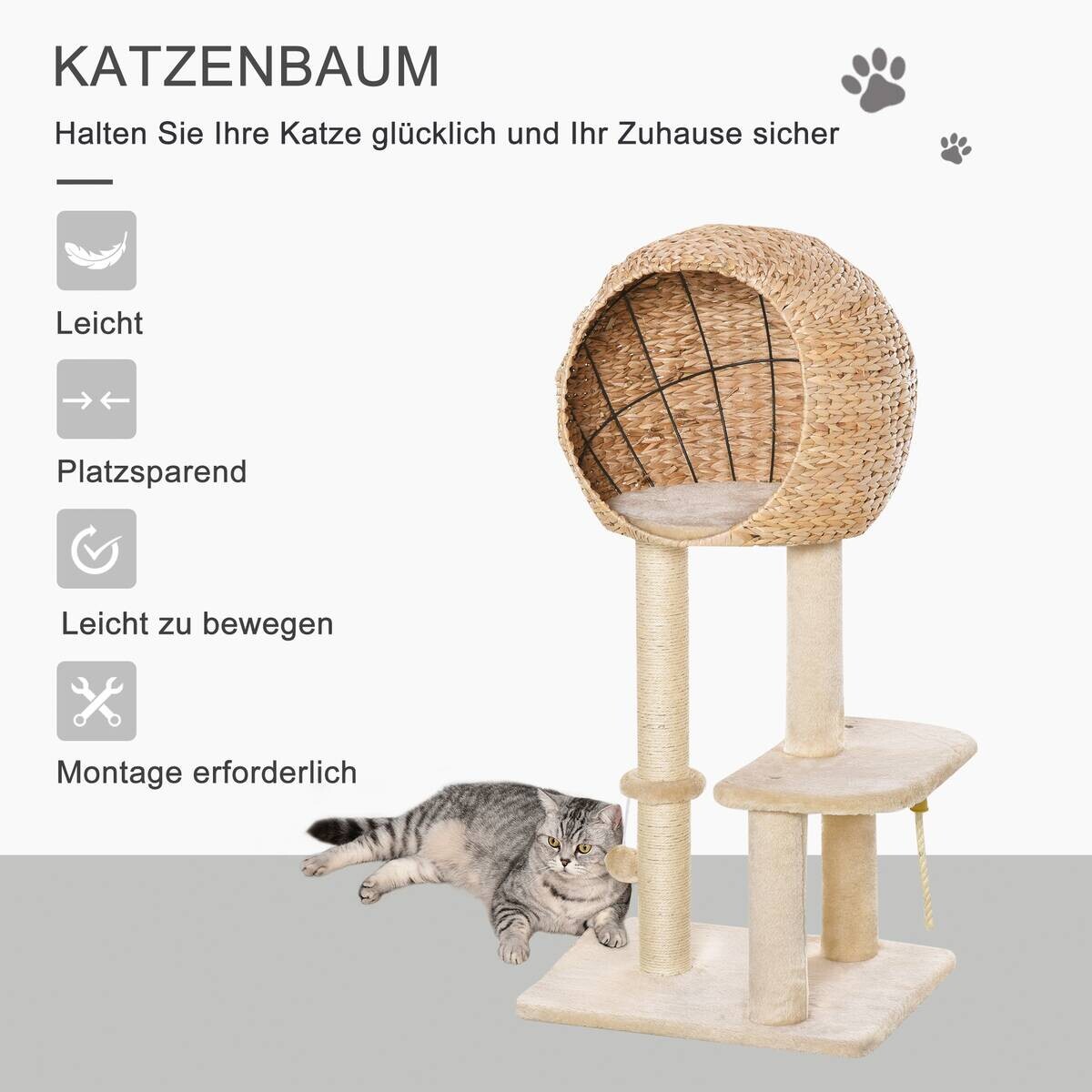 PawHut Kratzbaum beige Polypropylen B/H/L: ca. 40x48x100 cm