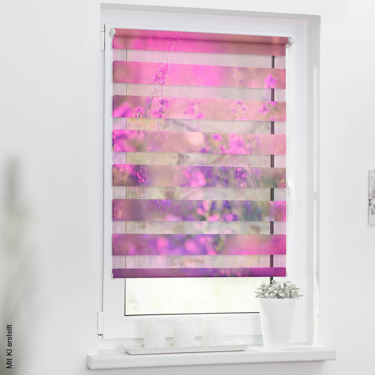 LICHTBLICK Doppelrollo Duo Blumenwiese violett B/L: ca. 60x150 cm