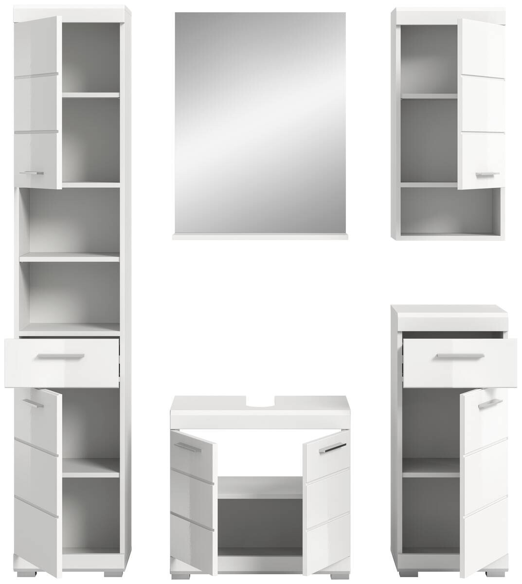 Badezimmer-Set Scout weiß weiß Hochglanz B/H/T: ca. 164x191x34 cm