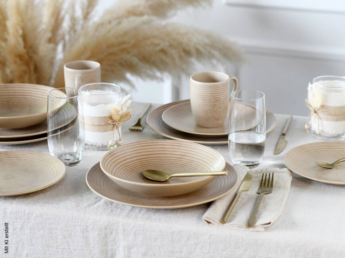 CreaTable Kombiservice Catania sand Steinzeug 16 tlg.