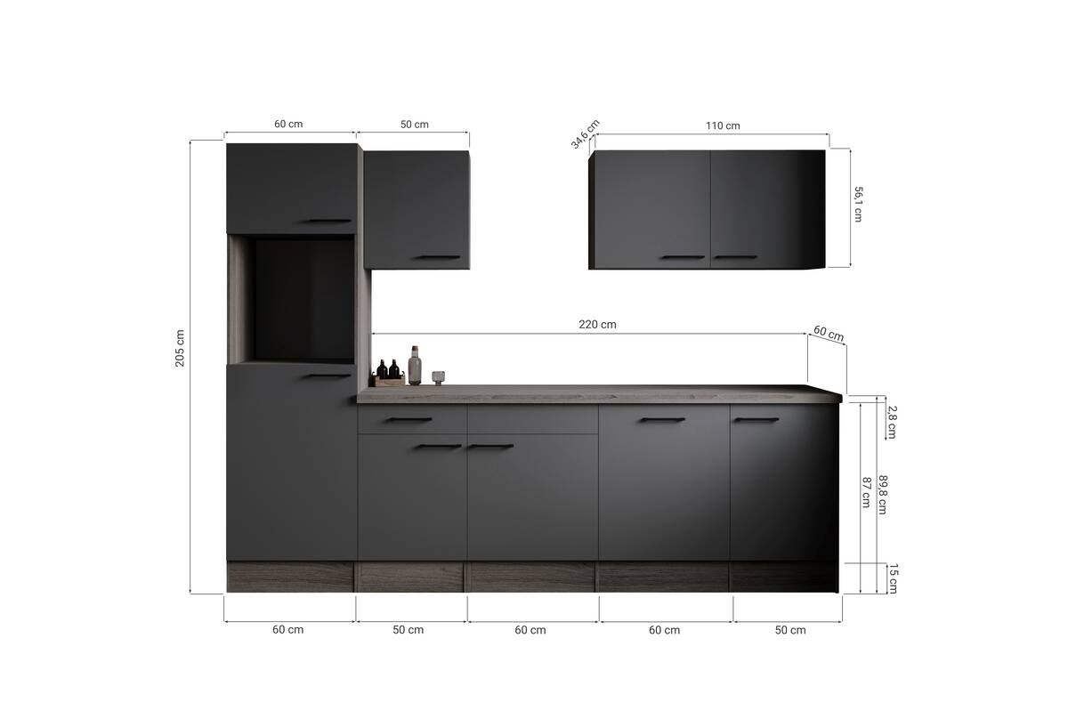 Küchenblock Oliver B/H/T: ca. 280x205x60 cm