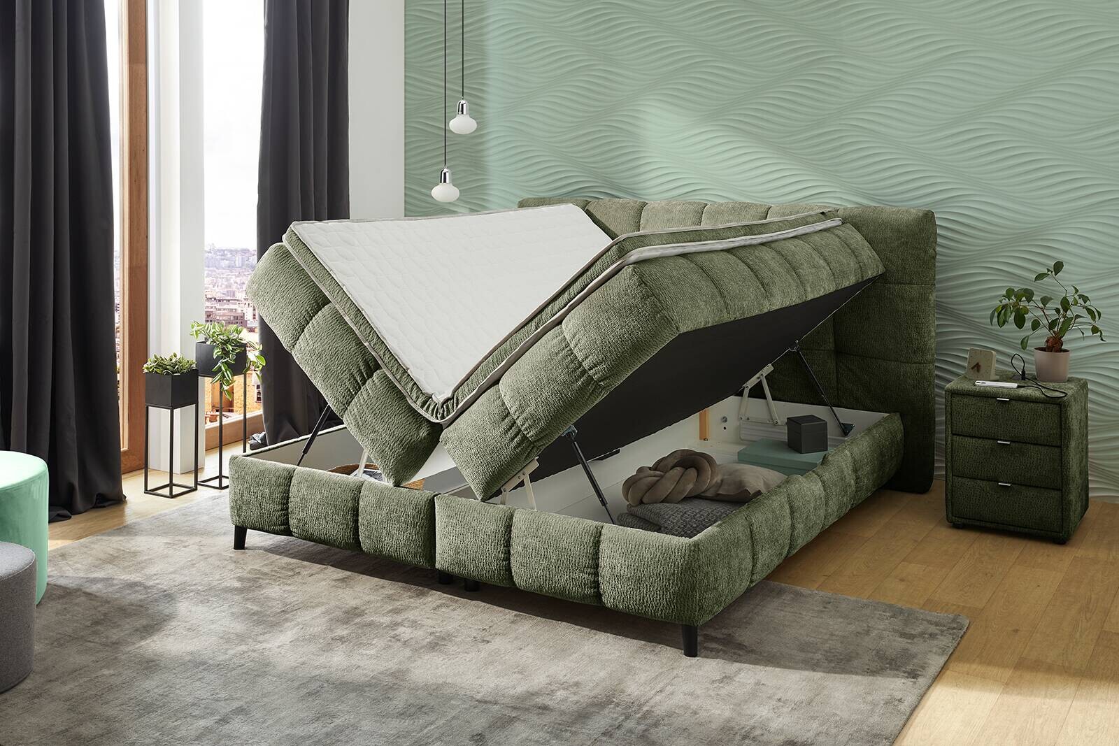 Boxbett grün Liegefläche B/L: ca. 180x200 cm