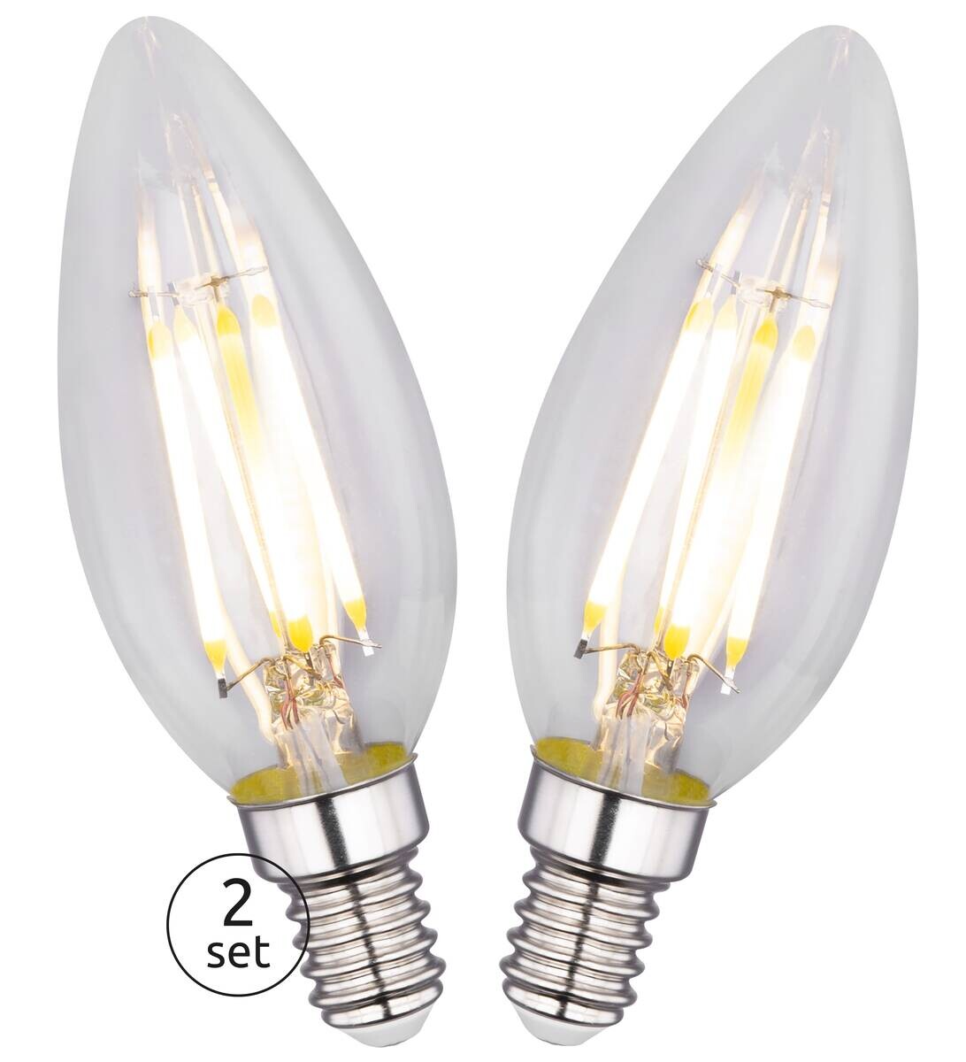 GLOBO LED-Leuchtmittel Kerzenlampe Filamentlampe 10583-2K 2er Pack E14