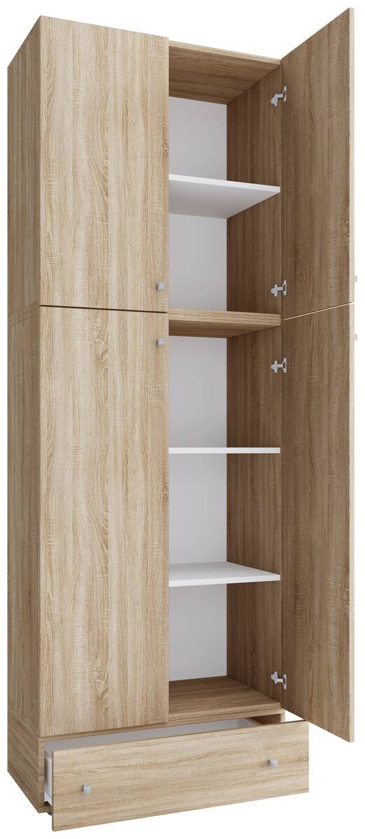 Büroschrank Lona Eiche Sonoma Nachbildung weiß B/H/T: ca. 70x200x39 cm