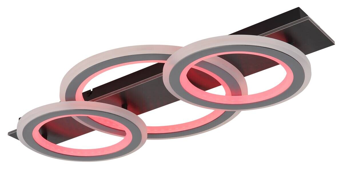 GLOBO LED-Deckenleuchte Opal mattschwarz grau Acryl Metall Kunststoff B/H/L: ca. 37x8x73 cm 1 Brennstellen