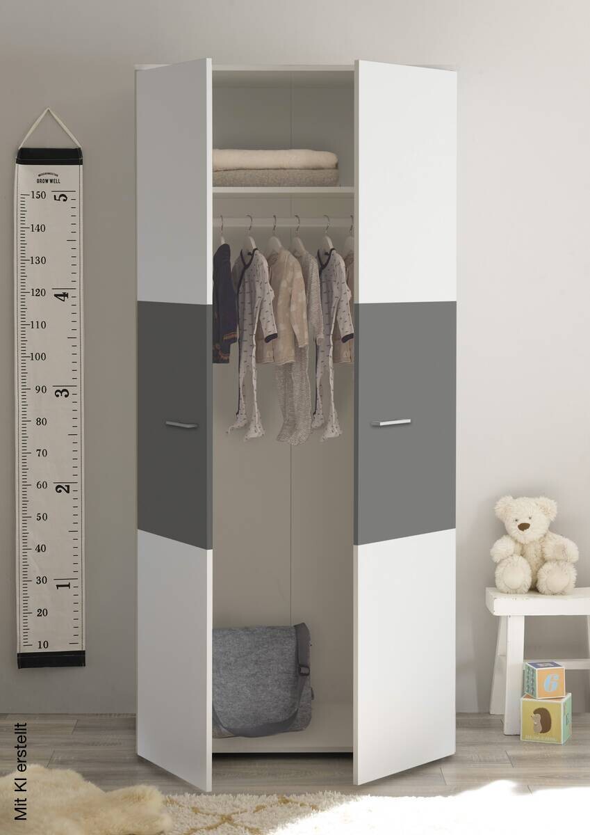 Kleiderschrank Alex weiß Graphit B/H/T: ca. 90x195x60 cm