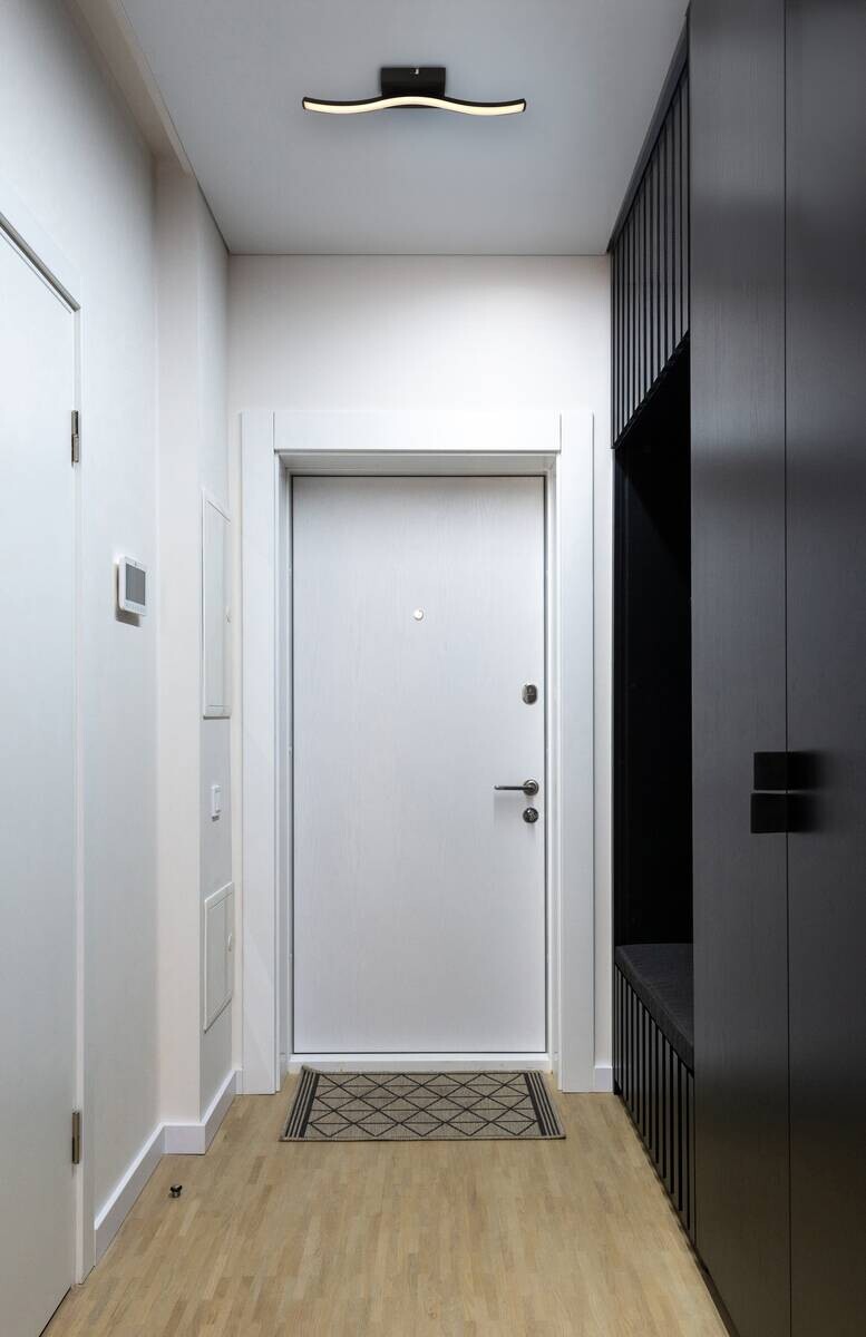 GLOBO LED-Deckenleuchte mattschwarz Opal Kunststoff B/H/T: ca. 34,3x6,4x7 cm 1 Brennstellen