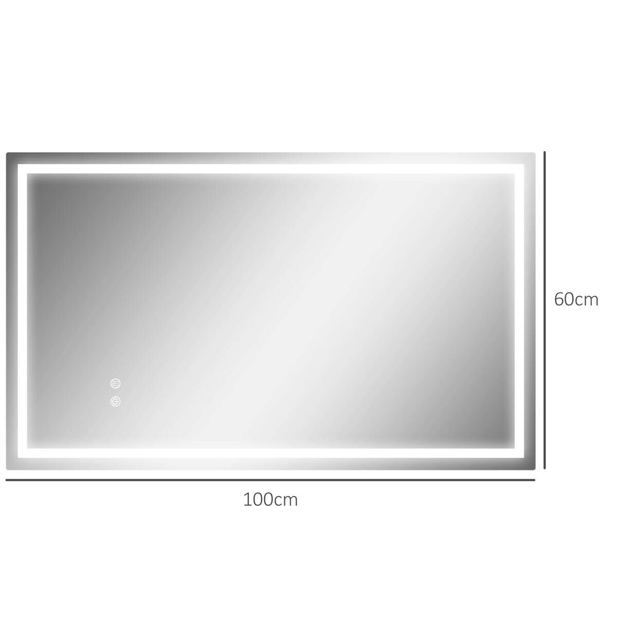 HOMCOM LED-Bad-Spiegel silber B/H/L: ca. 60x3x100 cm