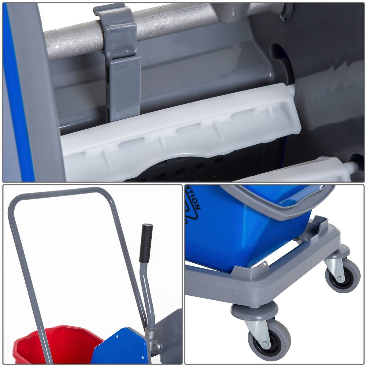 HOMCOM Wischwagen blau Metall B/H/T: ca. 45x92x45 cm