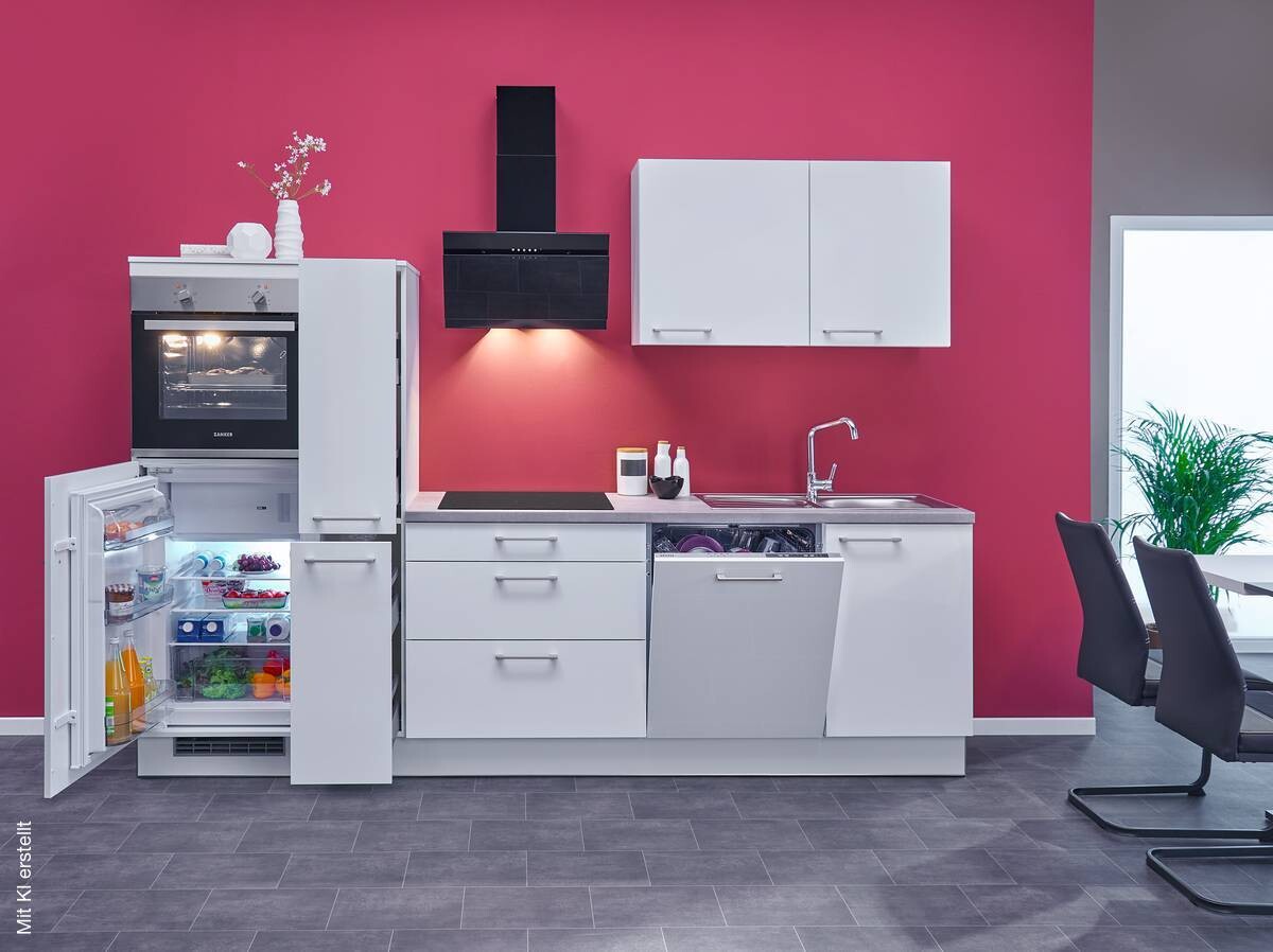 artego Küchenblock Eco links weiß Lack Hochglanz B/T: ca. 280x60 cm
