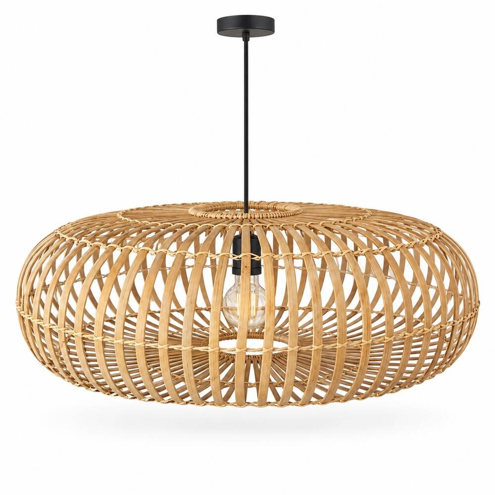 POCOline Pendelleuchte Frieda natur Bambus Metall H/L/D: ca. 120x22,5x70 cm E27 1 Brennstellen