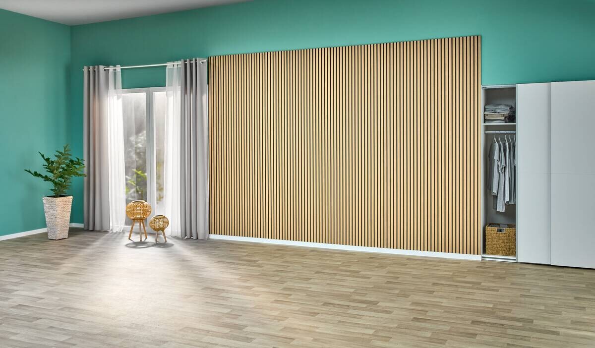 Wand- und Akustikpaneel Eiche L/B/H: ca. 244x60x1 cm pro Stück