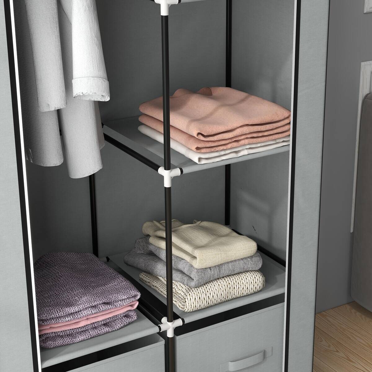 HOMCOM Kleiderschrank hellgrau Polypropylen B/H/L: ca. 42,5x83x162,5 cm