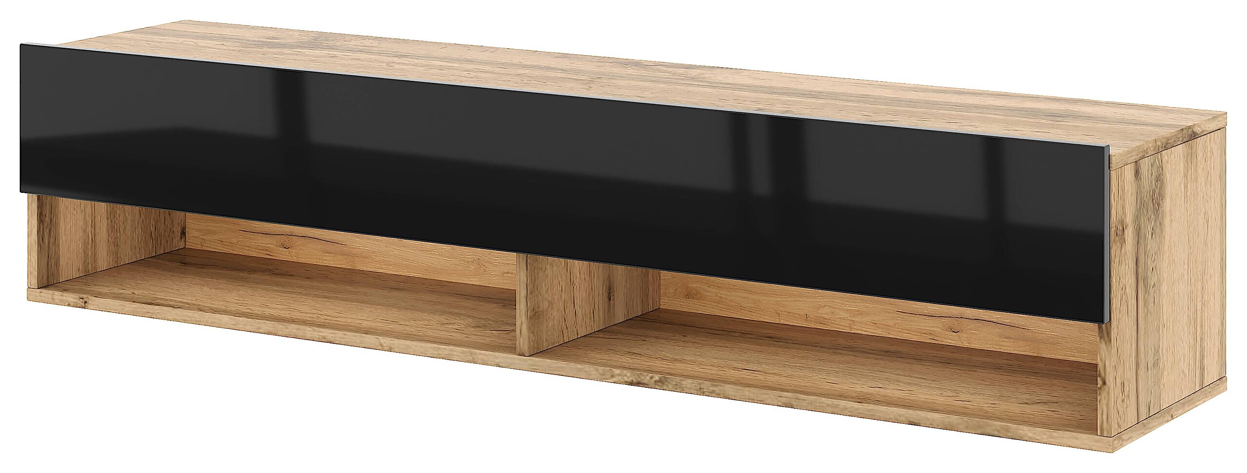 TV-Lowboard TV LOWBOARD DERBY 140 Eiche Wotan Nachbildung schwarz glänzend B/H/T: ca. 140x32,5x31,5 cm