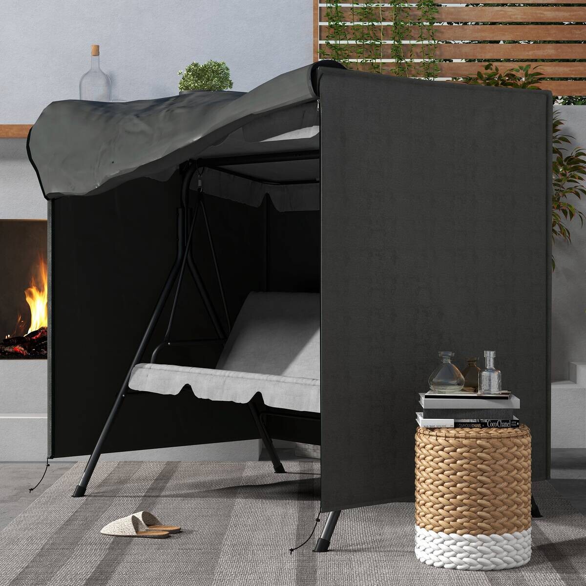 Outsunny Abdeckplane dunkelgrau Polyester B/H/L: ca. 114x152x177 cm