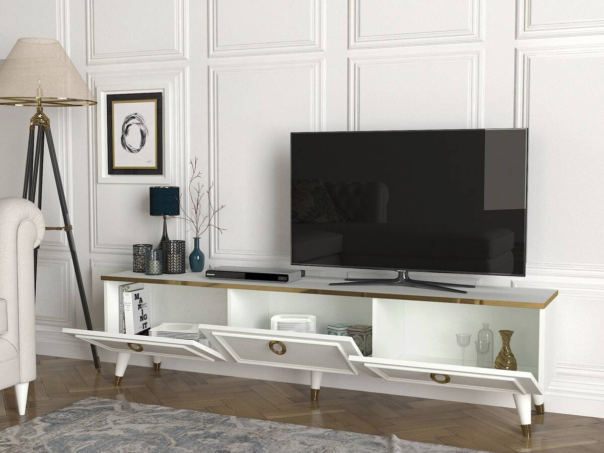 TV-Lowboard Cornelia weiß B/H/T: ca. 180x46,3x35 cm