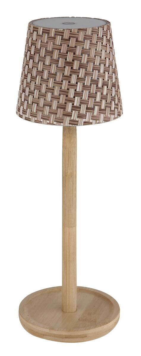 GLOBO LED-Tischleuchte RIDS 58438BAS braun Opal natur Kunststoff Bambus H/D: ca. 33x11 cm 1 Brennstellen