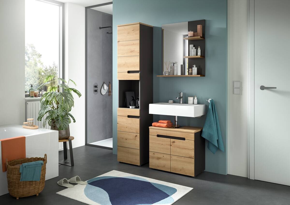 Badezimmer-Set Canu Basalt Eiche Artisan Nachbildung B/H/T: ca. 133x193x34 cm