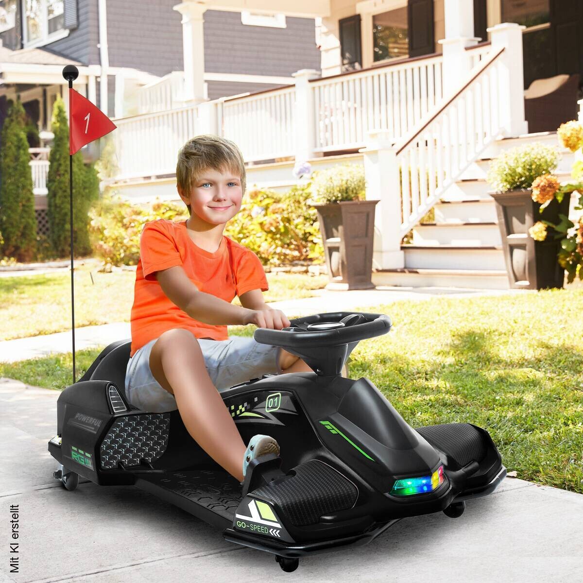 HOMCOM Kinder Elektro Gokart schwarz B/H/L: ca. 53x99x90 cm