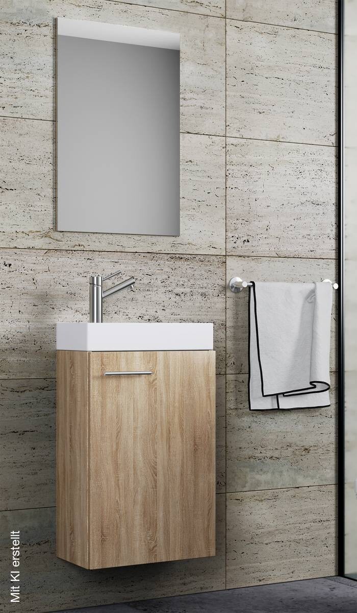 Waschplatz 3tlg-Slito Eiche Sonoma Nachbildung B/H/T: ca. 41x130x22 cm