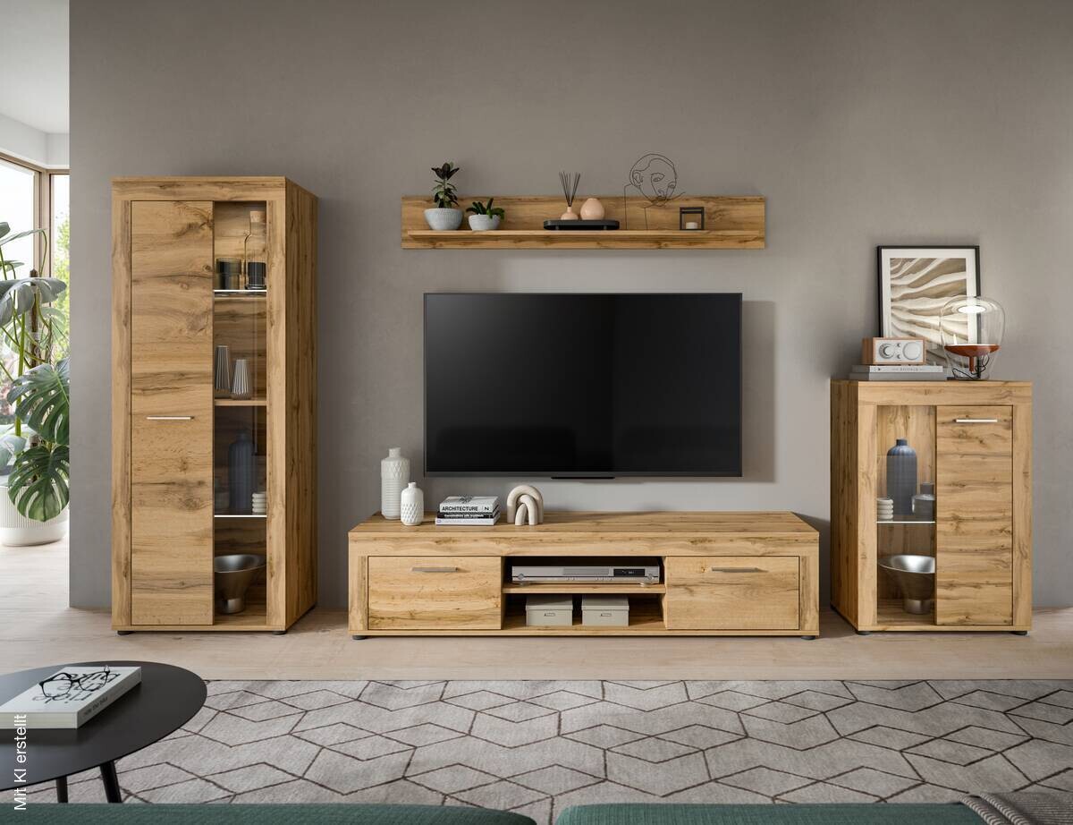 Wohnwand Jam Eiche Wotan Nachbildung B/H/T: ca. 310x169x35 cm