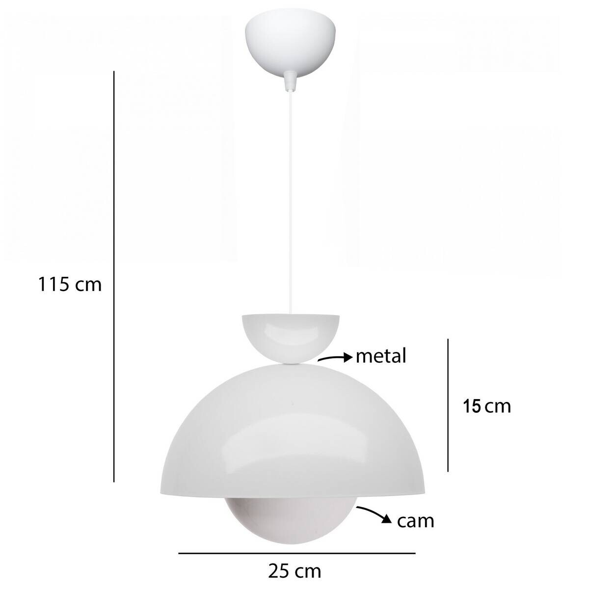 Opviq Pendelleuchte weiß Metall B/H/T/L/D: ca. 25x115x25x25x25 cm E27 1 Brennstellen