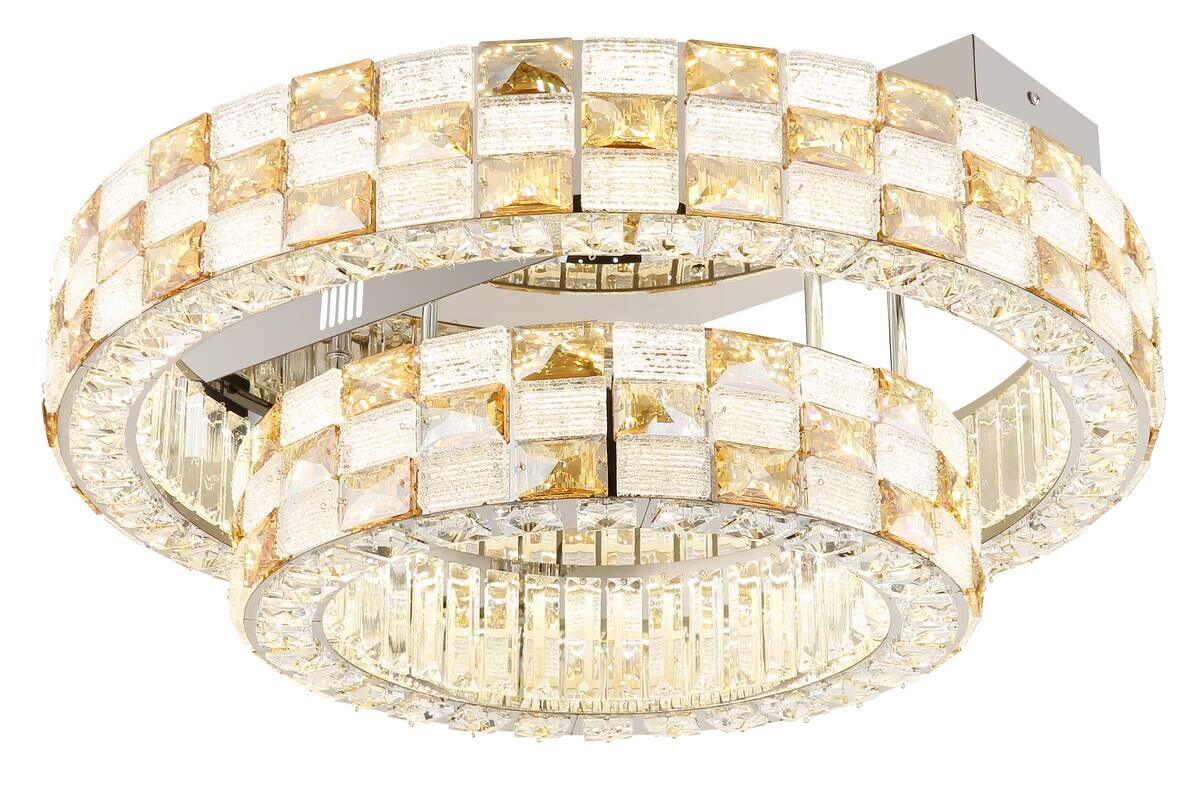 GLOBO LED-Deckenleuchte transparent Chrom Glas Metall H/D: ca. 24,5x61 cm 1 Brennstellen