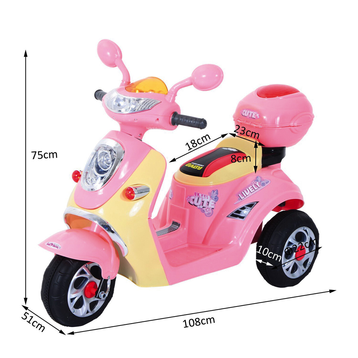 HOMCOM Kinderroller rosa B/H/L: ca. 51x75x108 cm