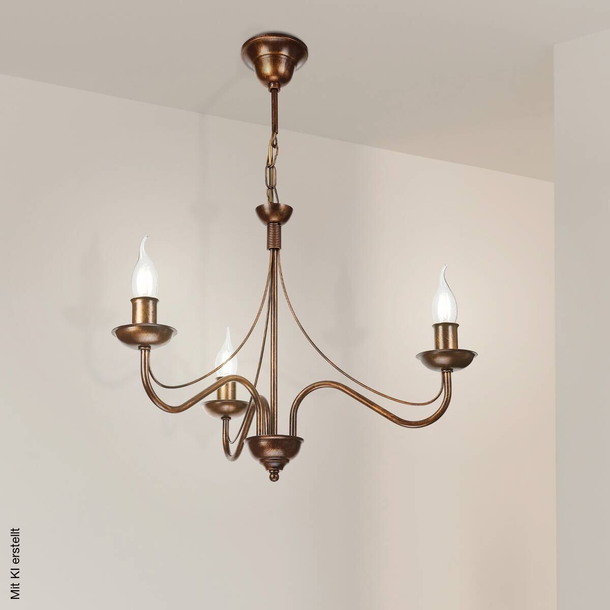 Lamkur Pendelleuchte braun Stahl B/H/L: ca. 53x71x53 cm E14 3 Brennstellen