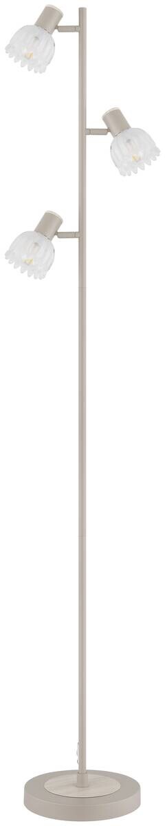 GLOBO Stehlampe sand Glas Metall B/H/L: ca. 12x60x26 cm 3 Brennstellen