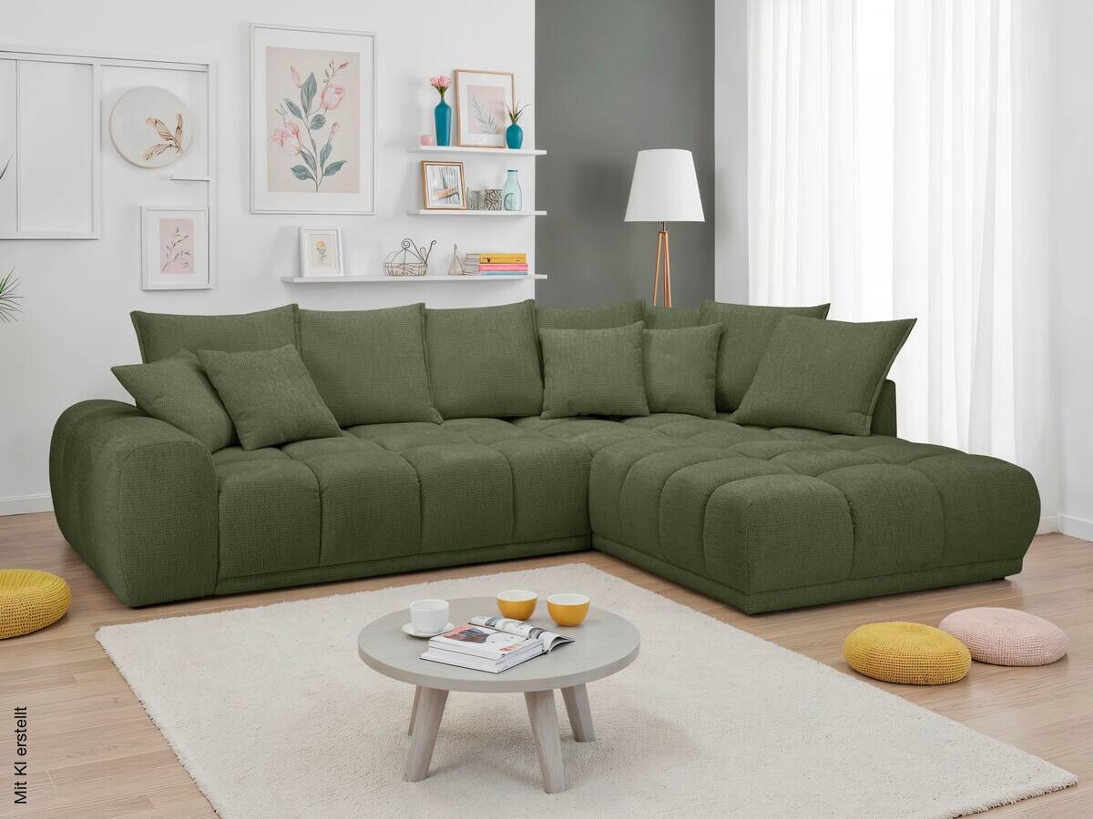 Ecksofa grün Microfaser B/H/T: ca. 312x97x229 cm