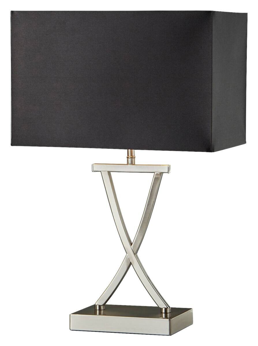 Searchlight Tischlampe Club silber Stahl Textil B/H/L: ca. 20x48,5x31 cm E14 1 Brennstellen