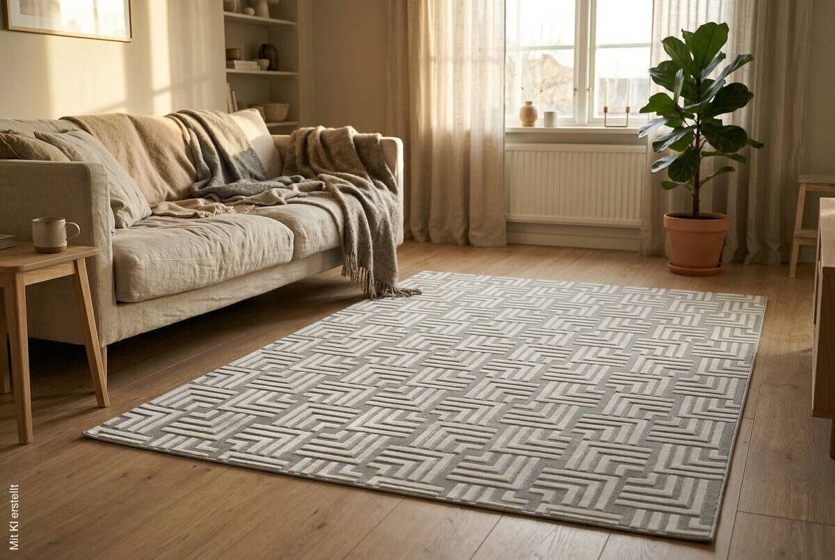 Kayoom Teppich Calma 325 silber B/L: ca. 80x150 cm