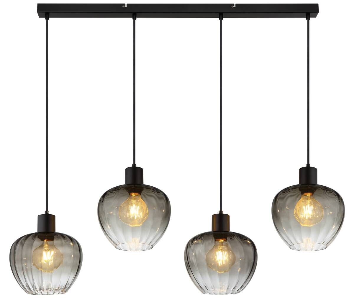 GLOBO Pendelleuchte TOY 30140408 schwarz Rauch Glas Metall B/H/L: ca. 108x120x24 cm E27 4 Brennstellen