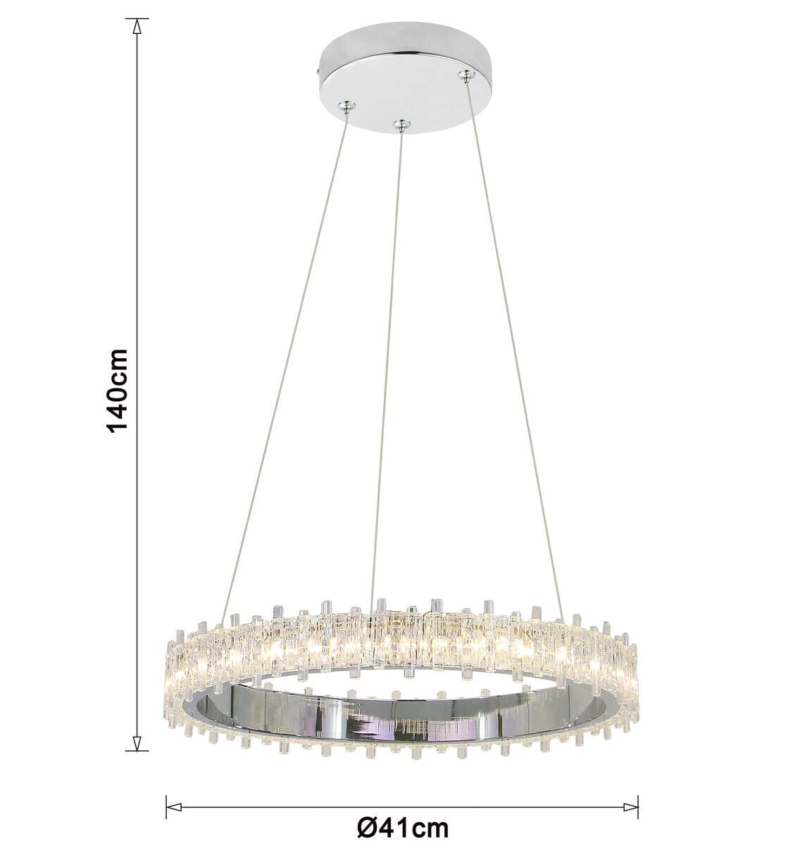 POCOline LED-Pendelleuchte Aurora Chrom Metall Acryl B/H/L: ca. 41x140x41 cm