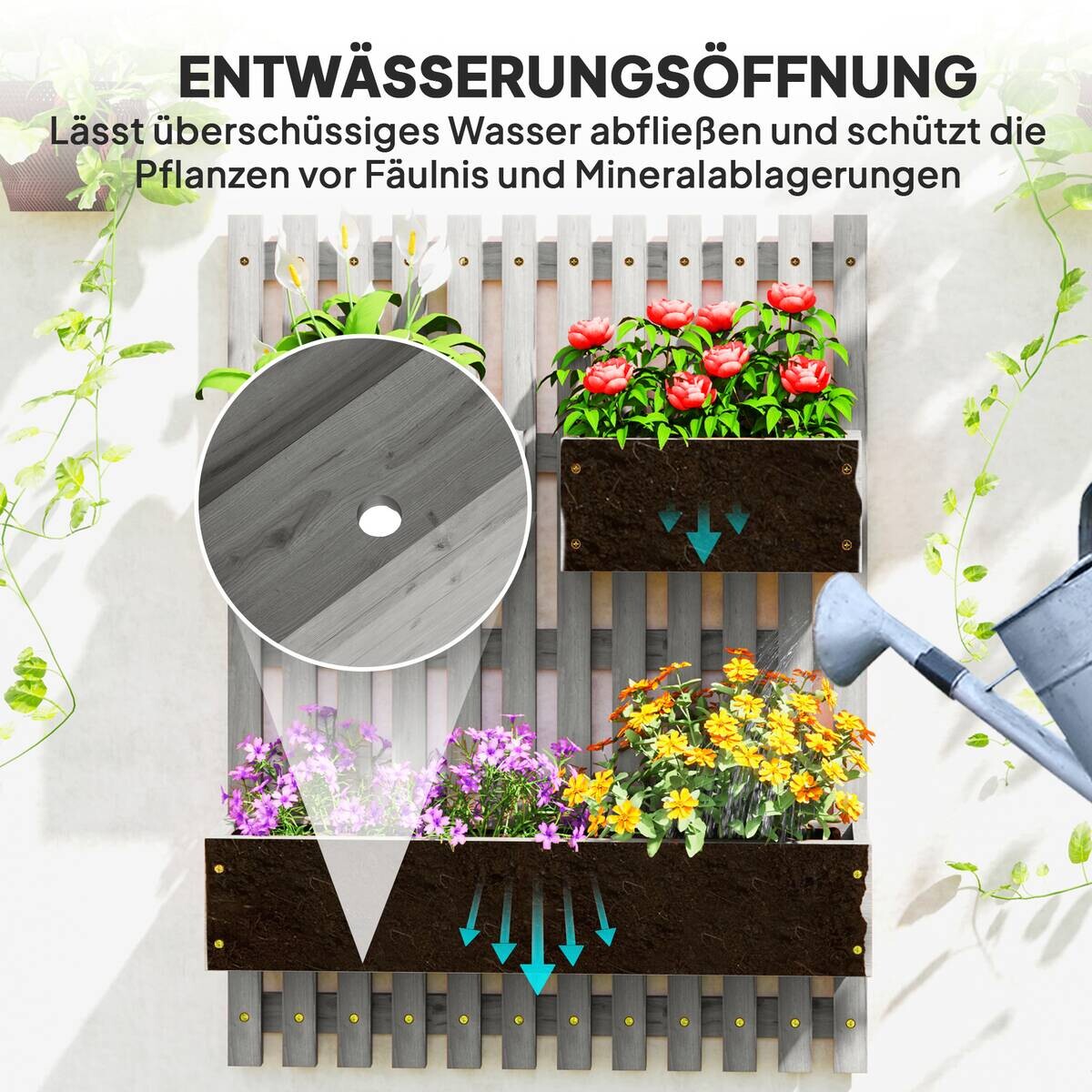 Outsunny Hochbeet grau B/H/T/L: ca. 16x80x16x60 cm