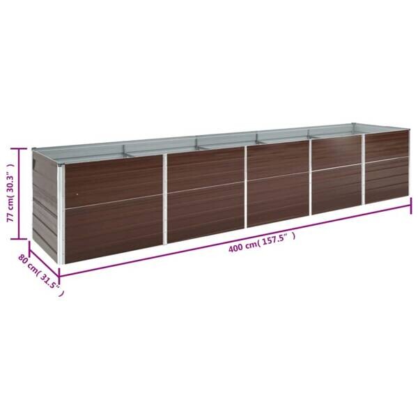 Garten-Hochbeet braun Stahl B/H/L: ca. 80x77x400 cm
