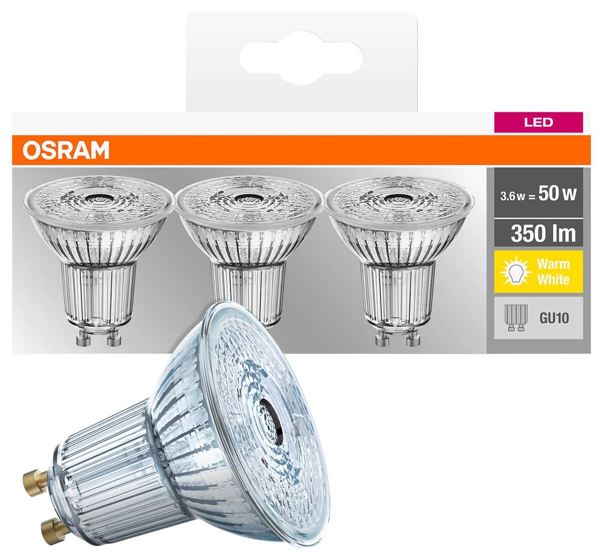 OSRAM LED-Leuchtmittel Reflektorlampe AC2703 3er Pack GU10