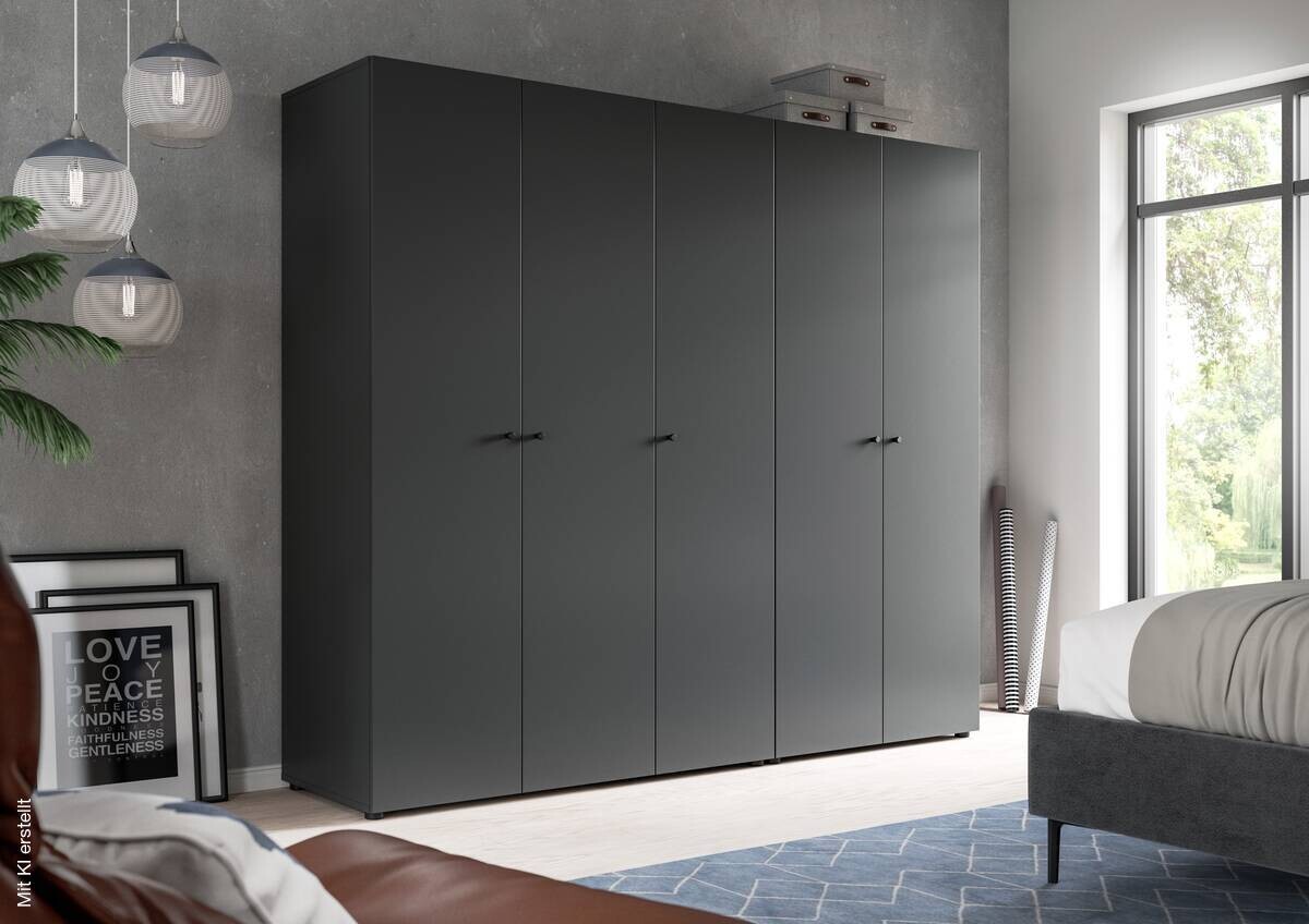 Kleiderschrank DARWIN anthrazit B/H/T: ca. 200x176x51 cm