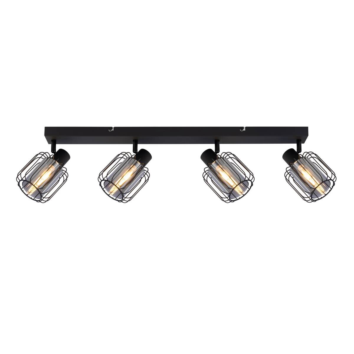 POCOline Spot 4-flg. Solara schwarz Glas Metall B/H/L: ca. 17x14x77 cm E27 4 Brennstellen