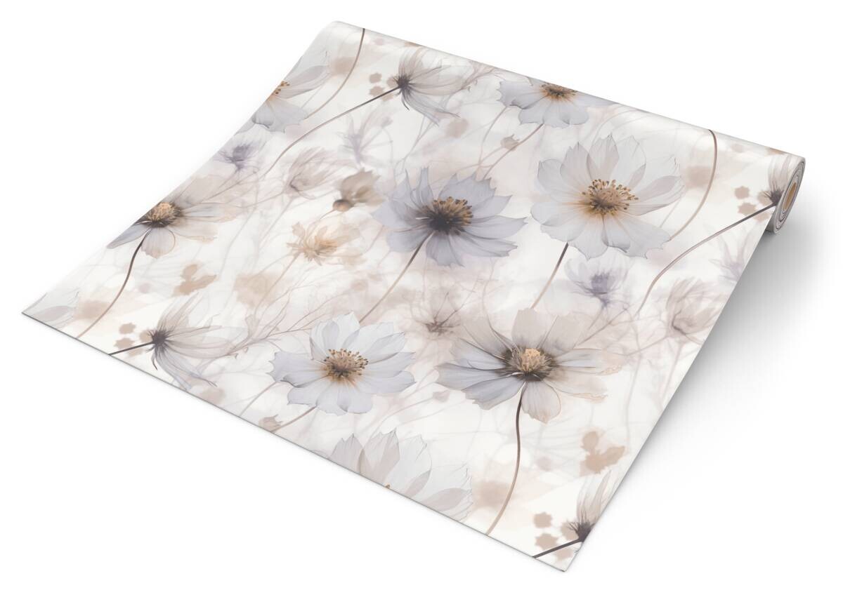 Vliestapete Blume Aquarell weiß B/L: ca. 53x1005 cm