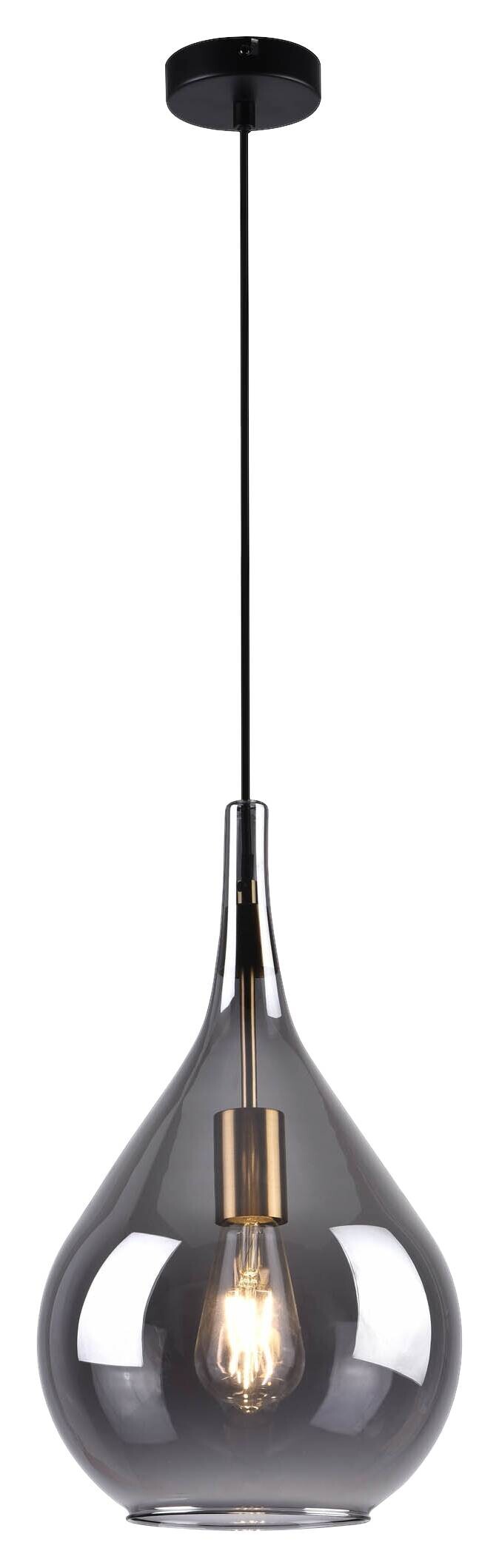 Näve Leuchten Pendelleuchte schwarz Metall Glas B/H/T/D: ca. 25x150x25x25 cm E27 1 Brennstellen