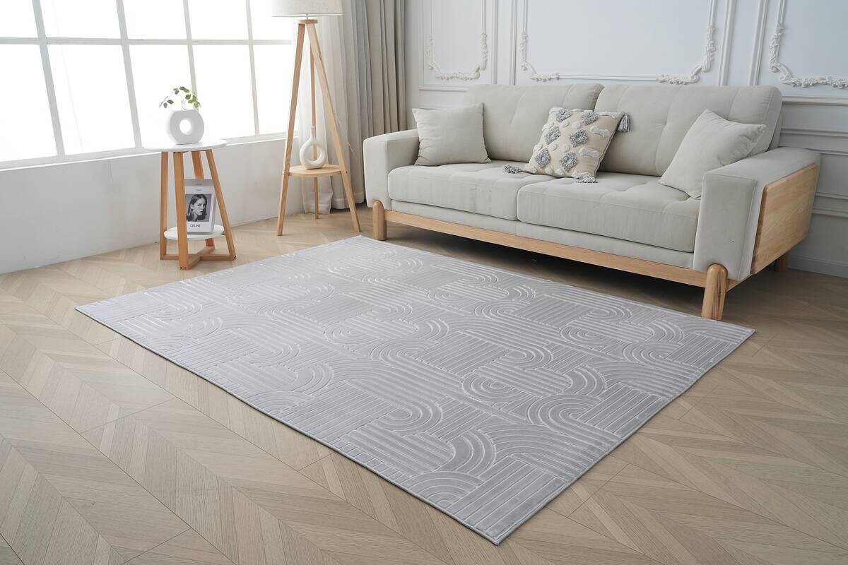 Kayoom Teppich Calma 125 silber B/L: ca. 120x160 cm