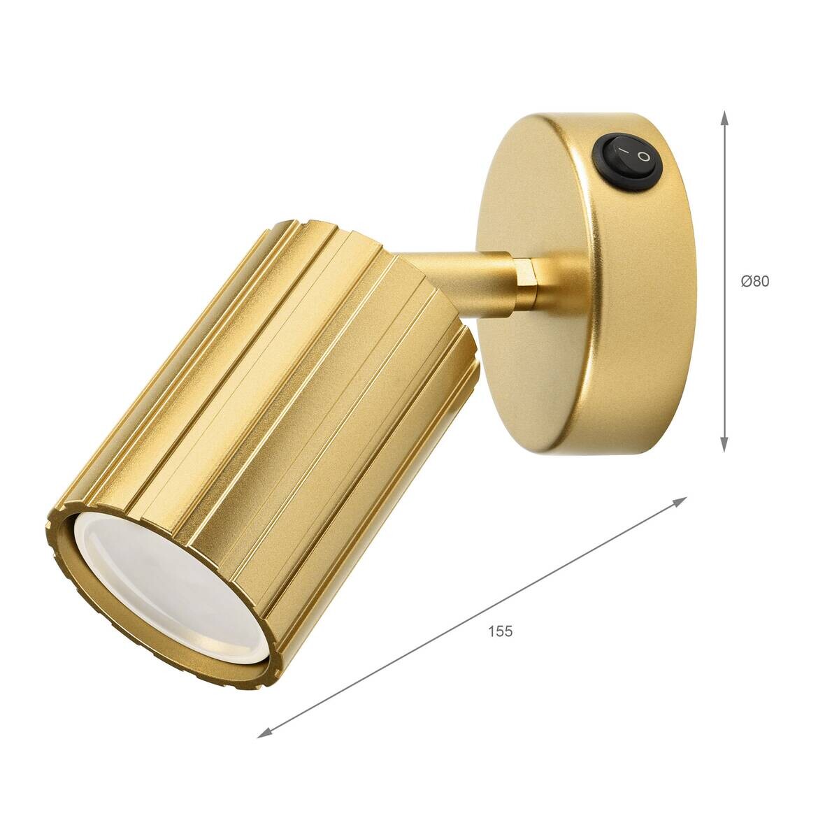 Lamkur Wandleuchte Prisma gold Stahl B/H/L: ca. 8x16x8 cm GU10 1 Brennstellen