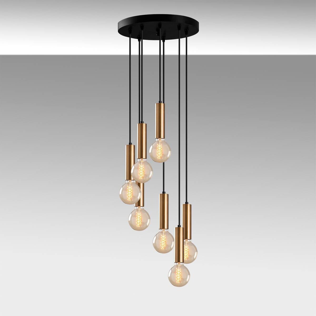Opviq Pendelleuchte Tempo bronze Metall B/H/T/L/D: ca. 40x136x40x40x40 cm E27 7 Brennstellen