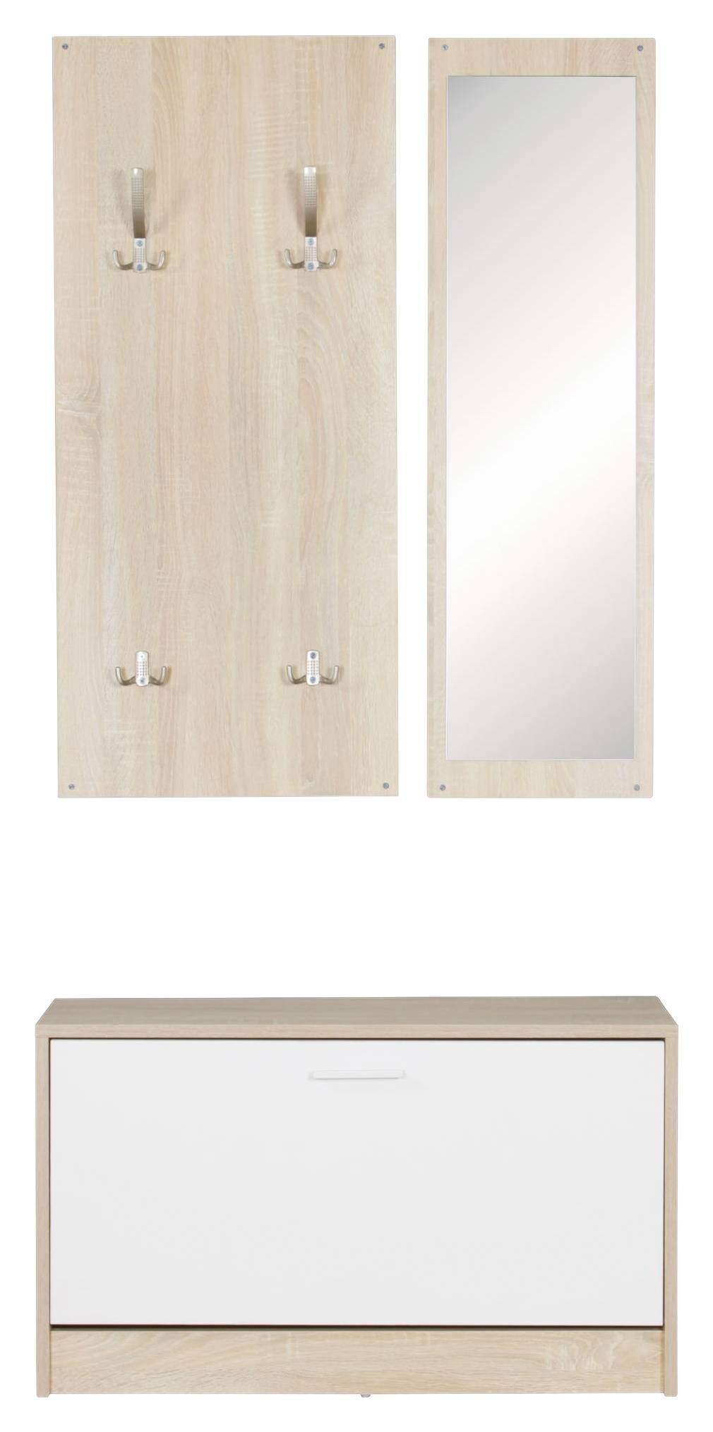 Garderobe Eiche Sonoma Nachbildung weiß B/T: ca. 80x27 cm