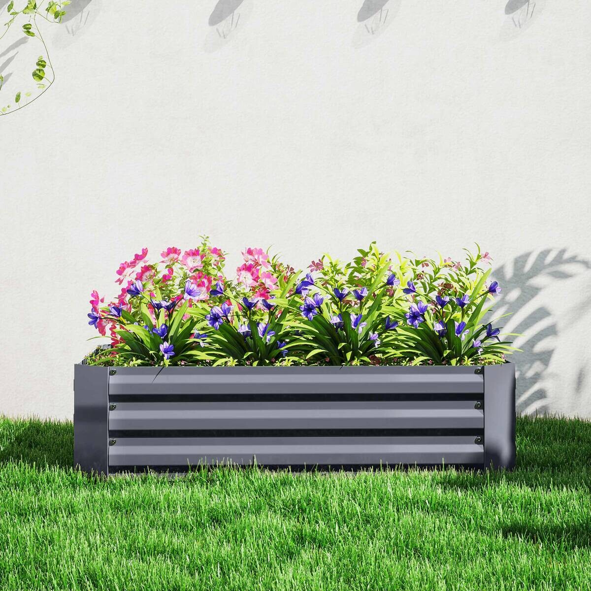 Outsunny Hochbeet dunkelgrau Stahl B/H/L: ca. 90x30x120 cm