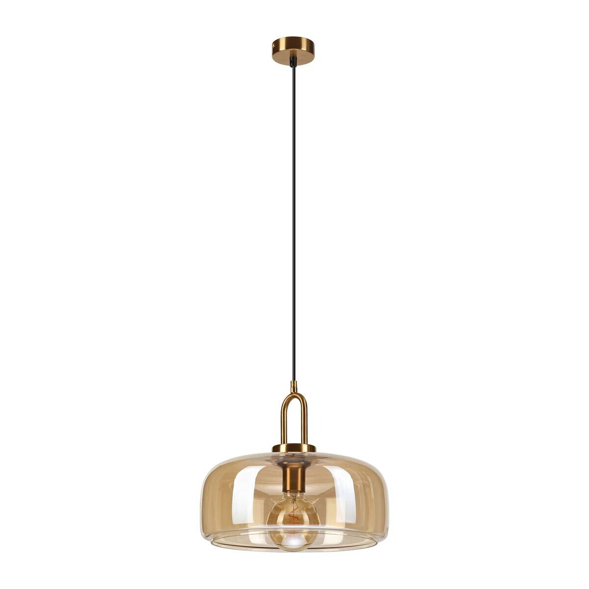 Lamkur Pendelleuchte gold Glas B/H/L: ca. 33x91x33 cm E27 1 Brennstellen