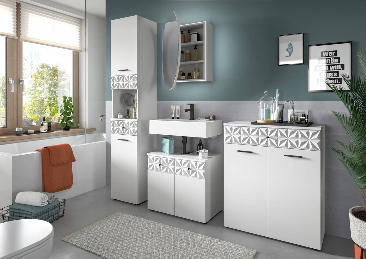 Badezimmer-Set Prisma weiß B/H/T: ca. 110x187x37 cm