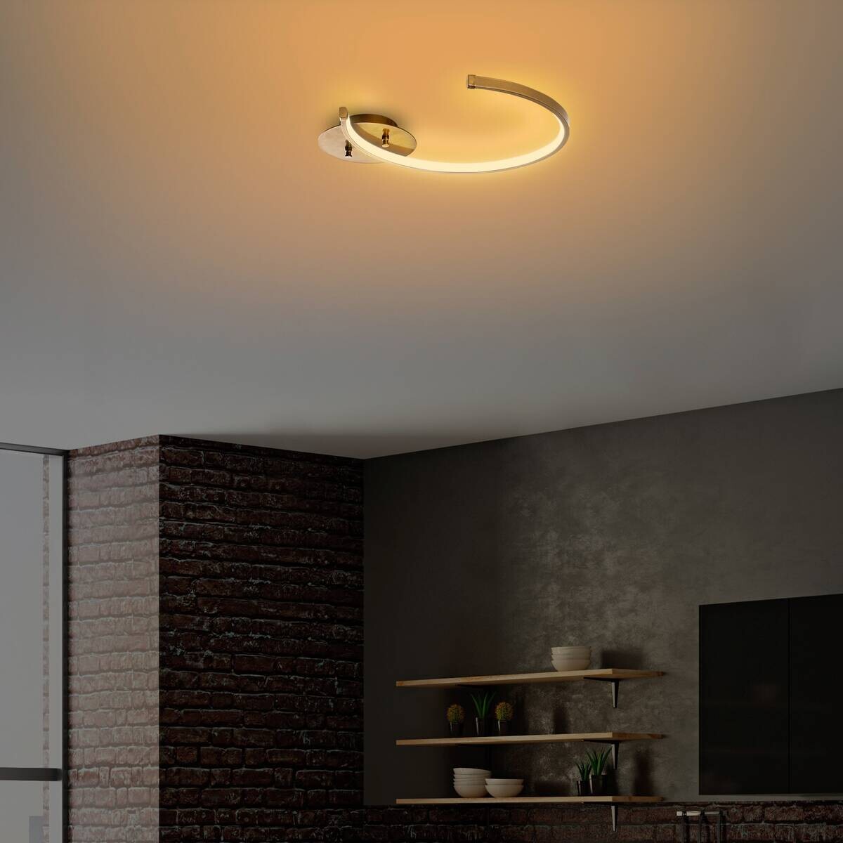 Opviq Deckenleuchte gold Metall B/H/T/L: ca. 46x6x33x46 cm